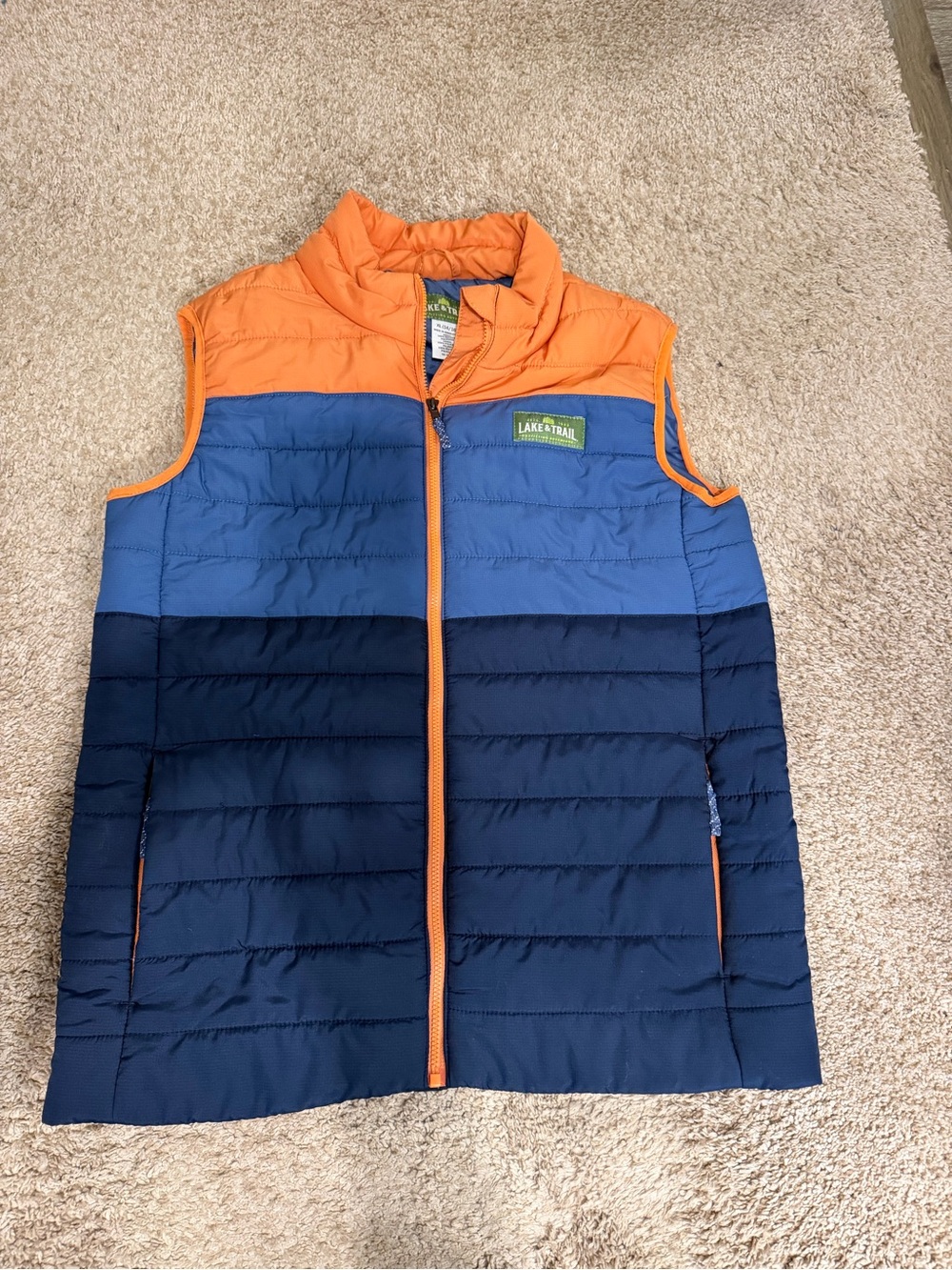 Boys' Colorblock Puffer Vest in Orange and Blue